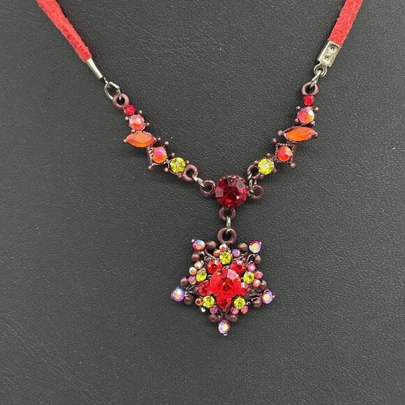 Stella and Dot Crystal Antique Look Leather Necklace 19" - Picture 1 of 4